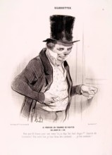 Le Portier en Tournées de Visites du jour de l'An (Silhouettes No. 5), 1841. Creator: Honore Daumier.