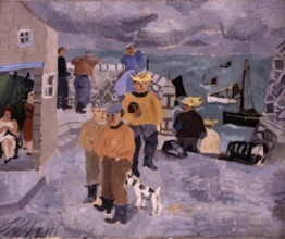 Cornish Fishermen, The Quay, St Ives, 1928. Creator: Christopher Wood.