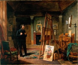 Thomas Faed at his Easel in his Studio, c1863. Creator: John Ballantyne.