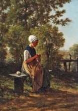 Woman Knitting, 1867. Creator: Gerrit Alexander Godart Filip Mollinger.