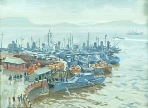 The Boat Pool, Oban - A Wet Day, 1943. Creator: Stephen Bone.