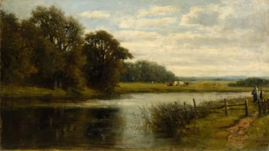 River Scene with Cows, 1870. Creator: Archibald David Reid.