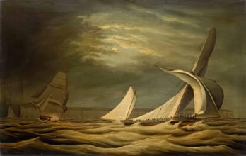 Ships by Moonlight, c1850s. Creator: Unknown.