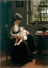Le Bonheur d'une Mère, 1869. Creator: David Adolf Constant Artz.