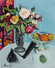 Still Life - Roses and a Black Fan, c1920s. Creator: George Leslie Hunter.