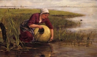 The Milkmaid of Maas, 1877. Creator: James Clarke Hook.