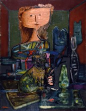 Woman with Cat, 1944. Creator: Jankel Adler.