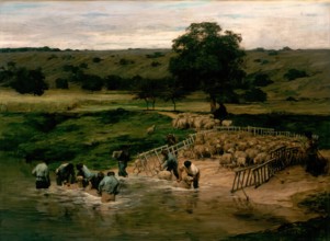 Le Lavage des Moutons, Exhib. 1876. Creator: Leon-Augustin Lhermitte.