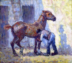 Grooming Horse, 1909. Creator: Robert Polhill Bevan.