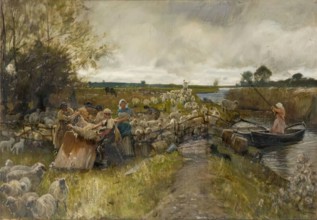 Sheepshearing In The Fens, 1889. Creator: Robert Macbeth Walker.