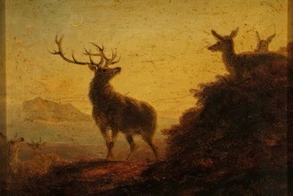 Sketch of Deer - Evening, 1850-1870. Creator: James William Giles.