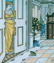 The Frog asks to be allowed to enter the Castle - Illustration for 'The Frog Prince', c1874. Creator: Walter Crane.