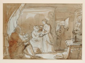 Sketch for a Highland Interior with Figures, c1845. Creator: John Phillip.