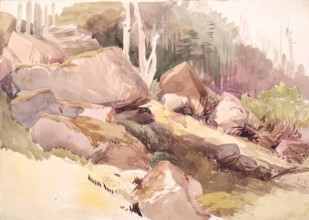 Boulders on a Hillside, c1840s. Creator: John Phillip.