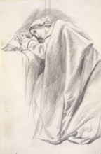 Study of a Draped Female Figure, Reclining, c1843-1891. Creator: Charles Samuel Keene.