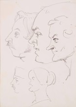Heads - Caricatures, c1836. Creator: John Phillip.