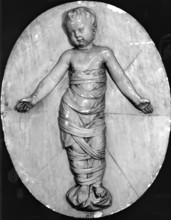 Medallion of a Baby in Swadling Clothes from the Ospedali degli Innocenti, Florence, c1500. Creator: Unknown.