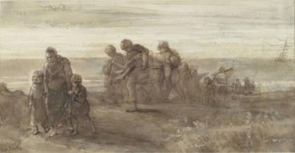 The Drowned Fisherman - Sketch for 'The Wrecked Mariner', c1865. Creator: Jozef Israels.