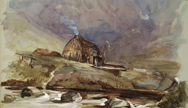 Cottage and Stream, c1840s. Creator: John Phillip.