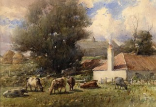 Landscape With Cattle, c1870-1920. Creator: George Russell Gowans.