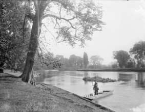 The River Thames at Eton College from a 6th form bench, Eton, Windsor and Maidenhead, 1880.  Creator: Henry Taunt.