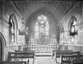 Interior of the chapel looking east towards the altar, Theological College, Cuddesdon, Oxon, 1890.  Creator: Henry Taunt.