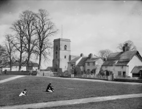 Looking across the village green, Sutton Courtenay, Vale of White Horse, Oxfordshire, 1890. Creator: Henry Taunt.