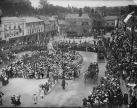 Crowds in Market Place watching the visit of Edward, Prince of Wales, Wantage, Oxfordshire, 1898. Creator: Henry Taunt.