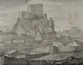 General view of the Castle of Segura from the path to Courts, Segura de los Baños, Spain, 1870.  Creator: Unknown.