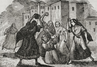 First Carlist War (1833-1840): Women killing friars, 1835, (1845).  Creator: Unknown.