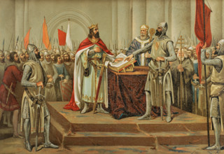 Medieval legend of the Oath of Santa Gadea, 11th century, (1889).  Creator: Unknown.