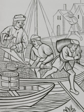 Measuring of salt, Paris, France, 1500, (1878). Creator: Unknown.