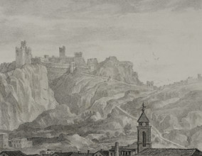 General view of the Templar castle, Castellote, Teruel province, Region of Maestrazgo, Spain, 1870.  Creator: Unknown.