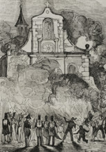 First Carlist War, (1833-1840): Fire at the Franciscan convent in Reus, (Tarragona province), 1845.  Creator: Unknown.