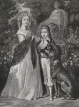 Portrait of two of the children of Louis XVI of France, (1754-1793) and Marie-Antoinette..., 1876. Creators: Hippolyte de la Charlerie, Pannemaker.