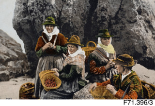 'Welsh Fisherwomen' on beach, Welsh costume postcard, c1890s. Creator: Unknown.