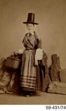 Studio photograph of a woman in Welsh costume, c1880s. Creator: Edwin P Lee.