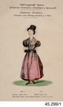 Cambrian Costumes series No. 1, 19th century.  Creator: Lady Llanover.