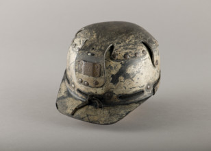 Coal miner's safety helmet used by miner, Ron Thomas, c1940s. Creator: Unknown.