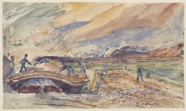 Coal Barge Embarking, c1940s. Creator: Thomas Hennell.