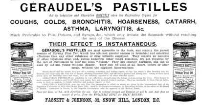 Advertisement for Géraudel's Pastilles, 1895. Creator: Unknown.