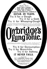 Advertisement for Owbridge's Lung Tonic, 1895. Creator: Unknown.