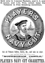 Advertisement for Player's Nayy Cut Cigarettes, 1895. Creator: Unknown.
