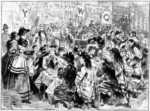 Banquet to fifteen hundred waifs at the Guildhall, 1895. Creator: George Meisenbach.