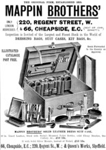 Advertisement for Mappin Brothers' Dressing Bags, Suit Cases, Kit Bags, &c., 1895. Creator: Unknown.