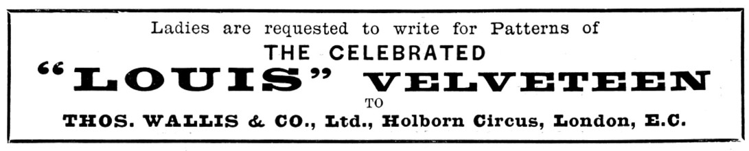 Advertisement for the Celebrated "Louis" Velveteen, 1895. Creator: Unknown.