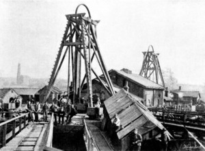The Disastrous Flooding of Audley Colliery; entrance to the pit, 1895. Creator: George Meisenbach.
