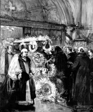 Funeral of Lord Randolph Churchill: the scene in Woodstock Church, 1895. Creator: P Naumann.