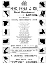 Advertisement for Peek, Frean & Co., biscuit manufacturers, 1895. Creator: Unknown.