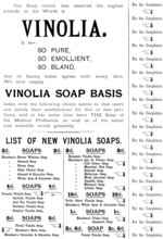 Advertisement for Vinolia Soap, 1895. Creator: Unknown.